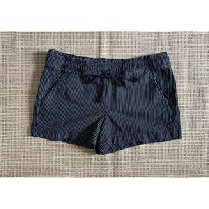 LOFT Womens Pinstripe Drawstring Shorts Blue White Medium Casual Summer Resort